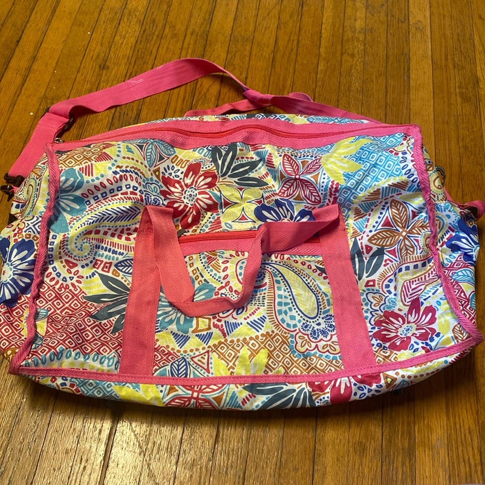 Aphorism Colorful Tote Bag with Floral Pattern